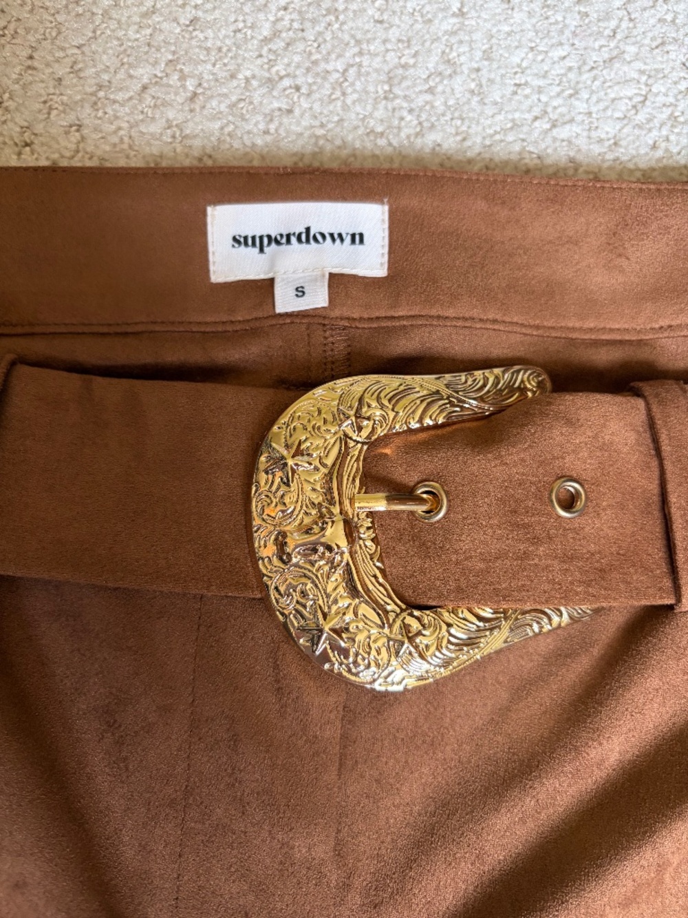 superdown faux suede Raddix short brown Small - Picture 15 of 16